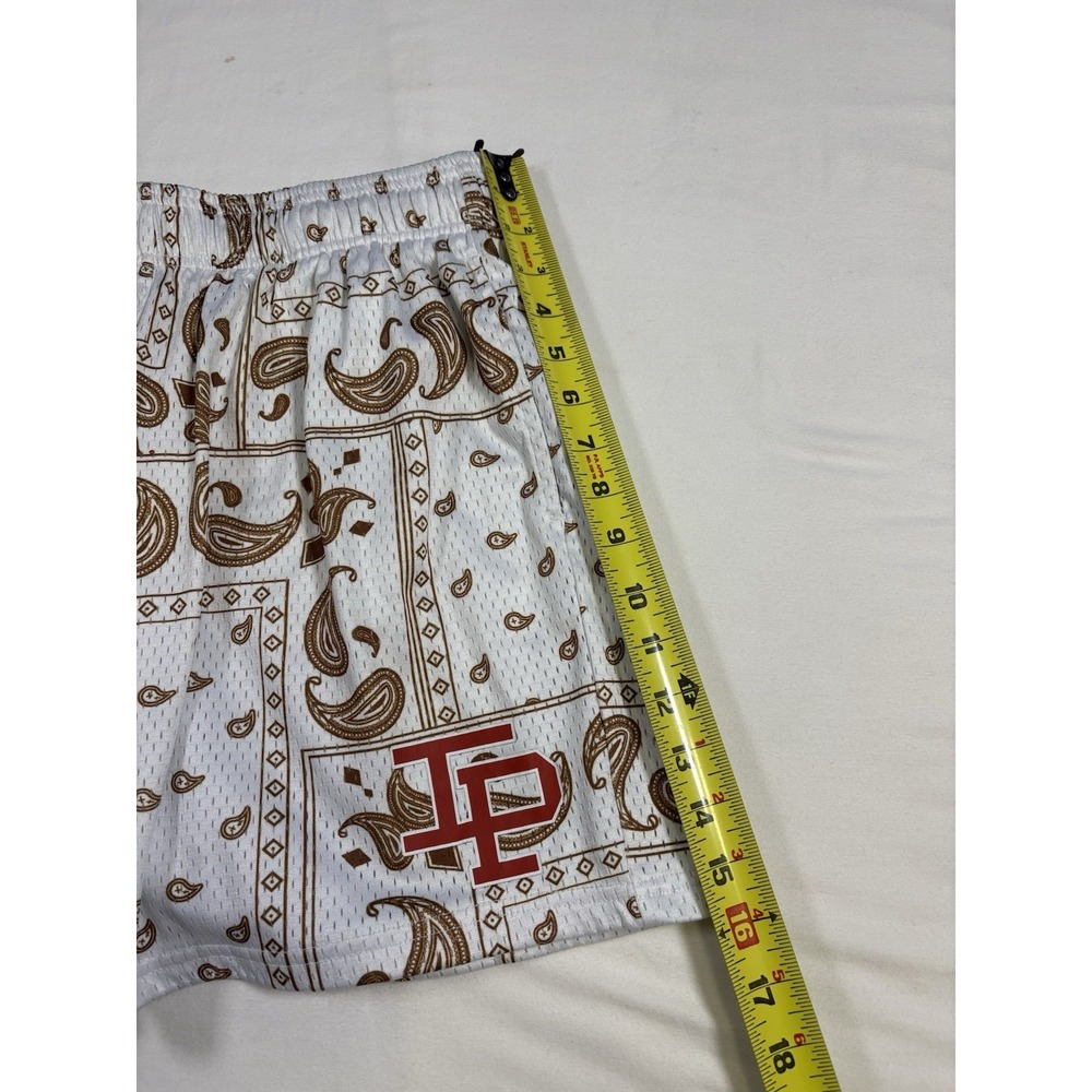 Inaka Power Mesh Shorts Mens XL White Brown Bandana Paisley Gym Workout - Picture 7 of 7